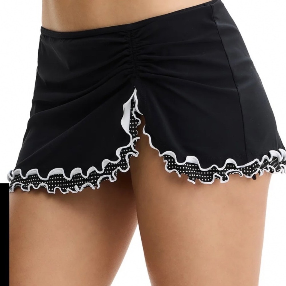 Profile by Gottex Brown Ruffle Swim Skirt Skort Side Slit E800 1P92 Size 14 NEW - Picture 11 of 12